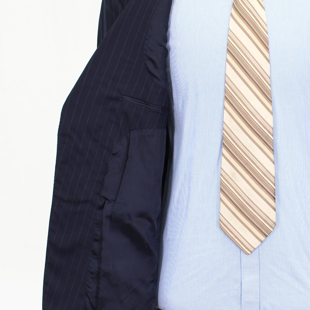 Jos. A. Bank 42R 36x31 Navy Striped Wool 2-Button Full Suit R437 - Picture 12 of 15
